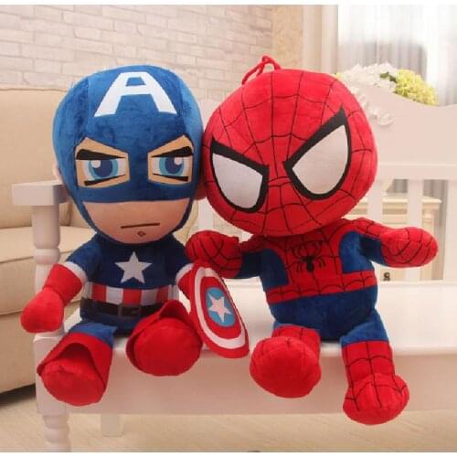 Disney 27cm Man Spiderman Model Plush Toys Action Figures Dolls Avengers Movies Soft Stuffed Hero Captain America Kids Toy Gift