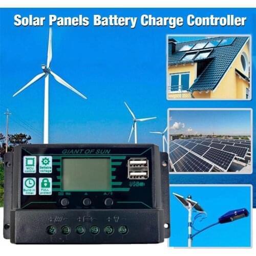 12V/24V MPPT/PWM 2-in-1 Solar Charge Controller Solar Panel Battery Intelligent Regulator with Dual USB Port and LCD Display