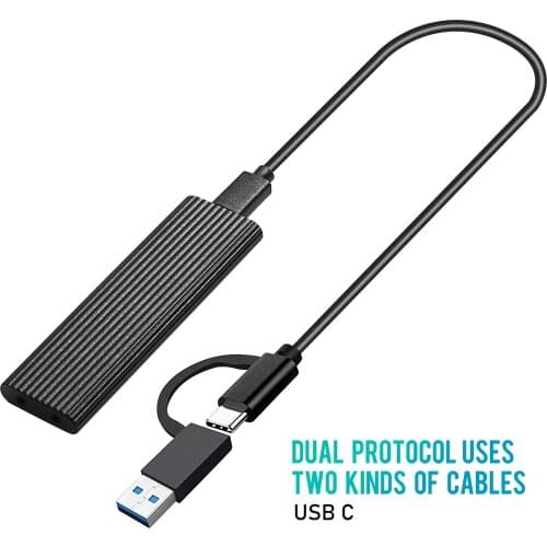 M.2 NVME/SATA Hard Drive Enclosure Dual Protocol 10Gbps High-speed Transmission with OTG for M.2 SSD