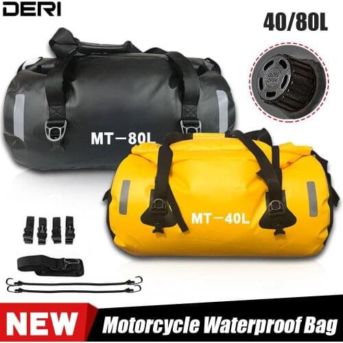 Motorcycle Waterproof Tail Bag Travel Outdoor Dry Luggage Roll Pack Bag 40/80L Motorbike Luggage Backpack Motorcycle Seat Bags