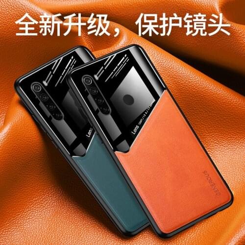 Soft TPU Bumper Tempered Glass +PU Leather Shockproof Phone Case For Xiaomi Redmi Note8 Back Magnetic Cover