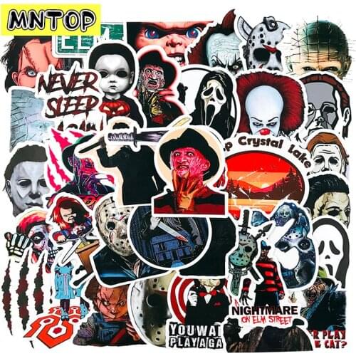 10/30/50Pcs/set Horror Mixed Movie Character Stickers Freddy Krueger Stickers For Refrigerator Motorcycle Laptop Luggage Guitar