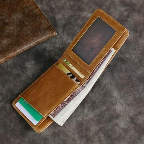 2021 New Leather Mens Wallet Short Business Casual Head Layer Cowhide Mens Pocket Walle