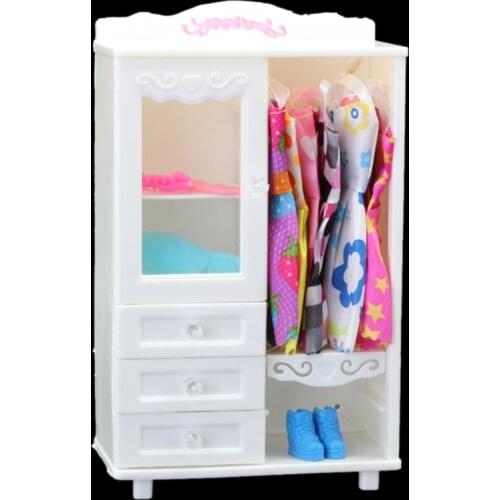 New Luxury White Wardrobe Closet Accessories Furniture Girls Gifts For Babie Doll