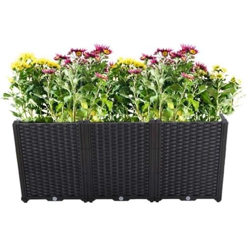 Single Row Ultra-deep Garden Outdoor DIY Plastic Planter Box Vegetable Flowers Succulents Black HP020-1/2/3/4/5