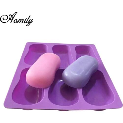 Aomily 6 Ovals Shape Silicone Mold Homemade Soap Mold DIY Chocolate Jelly Pudding Reusable Mould Cake Decorating Tools Bakeware