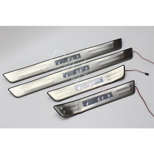 Stainless Steel Led Door Sill Scuff Plate Guard Sills Protector Trim For Hyundai I30 2007-2012