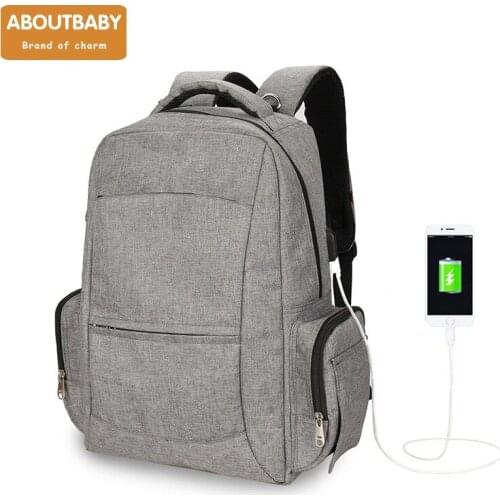 Large Capacity USB Rechargeable Baby Nappy Diaper Bag Travel Backpack Laptop Bag Stroller Bag Mummy Maternity Nursing Handbag