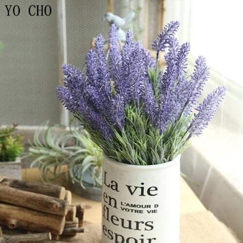 YO CHO 4pcs Artificial Flowers Romantic Lavender Silk Flowers Bouquet For Wedding Home Decor Christmas Party Decor Fake Flowers