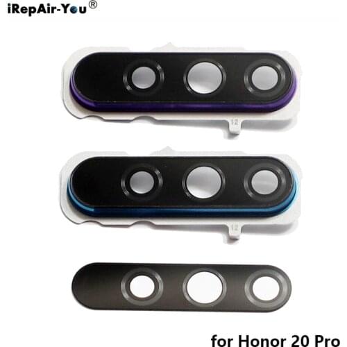 New Back Rear Camera Glass Lens Cover with Frame Holder Replacement For Honor 20 Pro Repair Parts