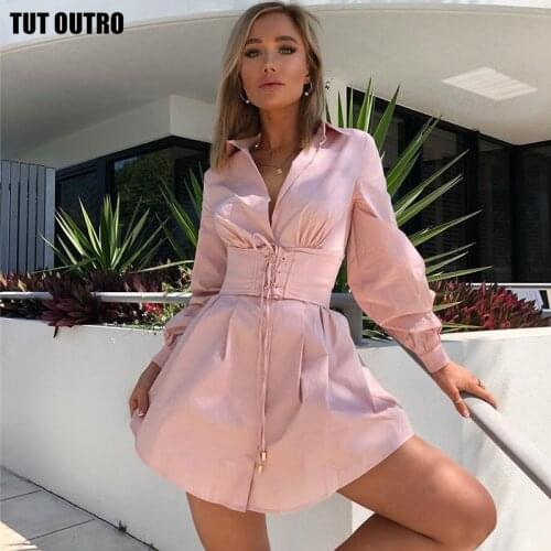 Vestidos Women Girdle Shirt Dress Spring Autumn Vintage Corset-Style Dress Women Casual White Long Sleeve Lapel Sexy Party Dress