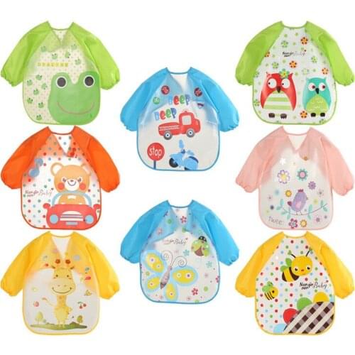 1Pc Long Sleeves EVA Baby Bibs Toddler Overclothes Feeding Bib Kids Waterproof Jackets Bandana Burp Cloth Scarf 1~3 Years Old