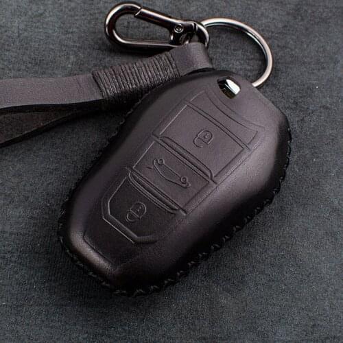 1 Pcs Genuine Leather Car Remote Key Cover Key Case For Citroen C5 C4L C4 C6 C3-XR Remote Cover Chain Car Accessories