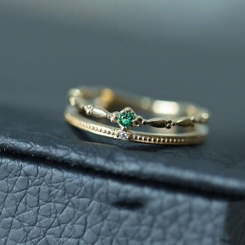 100% Real Sterling Silver Wedding Bands Ring Cute Female Small Emerald Green Stone Ring Promise Open Engagement Rings For Women