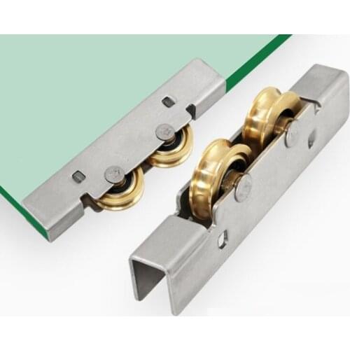 12mm Frameless Balcony Sliding Glass Door Plastic Steel Window Pulley Shower Room Concave Wheel Muted Brass Roller Hardware Part