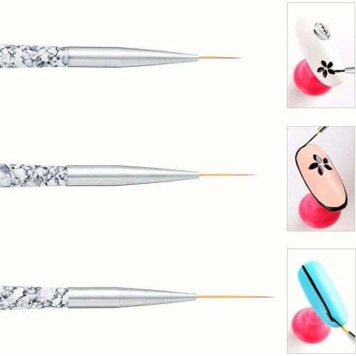 3pcs Professional Nail Art Liner Brush UV Gel Painting Nail Brushes Striping Brushes for Short Strokes, Details, Elongated Lines