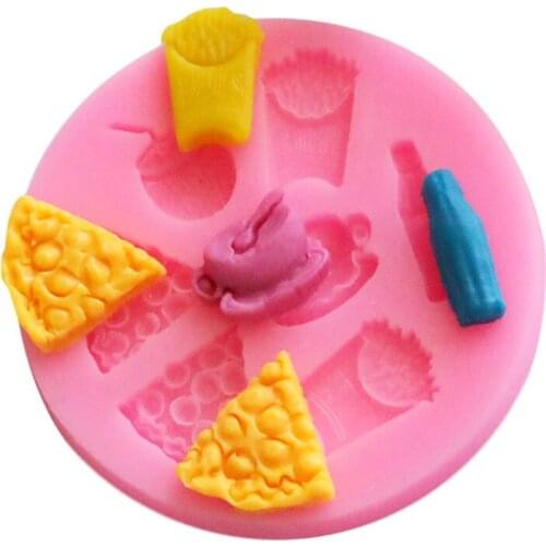 3D Pizza Fries Milk Coffee Drinks Silicone Cake Mould Chocolate Fondant Cake Decorating Tools Cakes Tools Cooking Tools