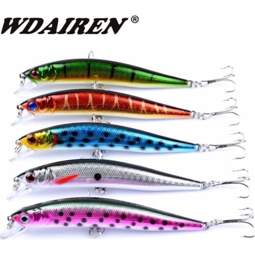 5pcs Minnow Hard Bait Mixed Colors Fishing Lure Set Bass Japan 3D Eyes Floating Wobblers Crankbait Treble Hooks Pesca Tackle Kit