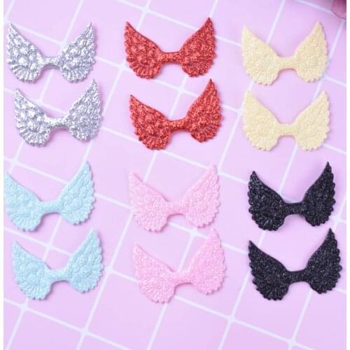 50pcs/lot Mini Angel Wings Glitter Felts For Kids Hair Bow Headbands Children Birthday Festive Hair Bands Girls Hair Accessories