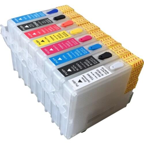 8 colors T0540-T0549 refillable Ink Cartridges with Auto reset chips For Epson Stylus Photo R800 R1800 Printer