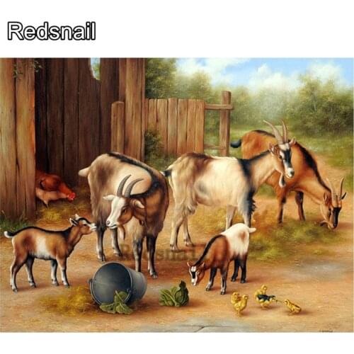 DIY round square diamond embroidery Goats farm animals pattern cross stitch kits 5d diamond painting rhinestone painting TT1266