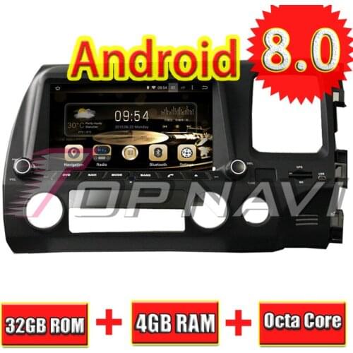 Topnavi 8'' Octa Core Android 8.0 Car GPS Navigation for CIVIC Right Driving 2006 2007 2008 2009 2010 2011 For Honda Car DVD