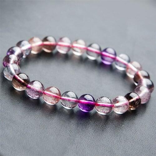 8mm Genuine Colorful Natural Super Seven Melody Stone Bracelet Women Female Stretch Round Crystal Bead Bracelet