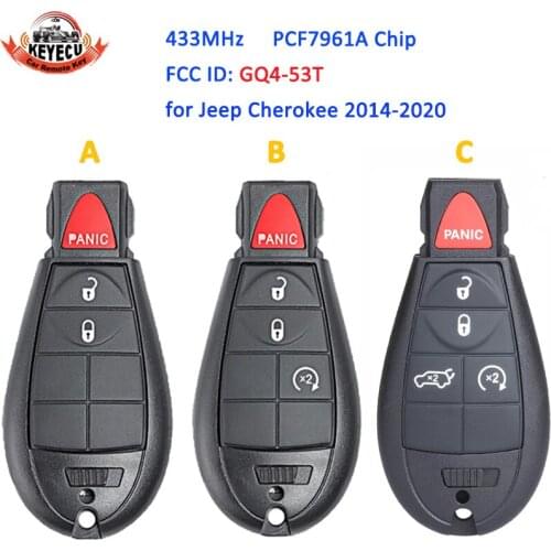KEYECU Replacement Remote Key Fob 433MHz PCF7961A for Dodge RAM 1500 2500 3500 2013-2017 With Remote Start FCC ID: GQ4-53T