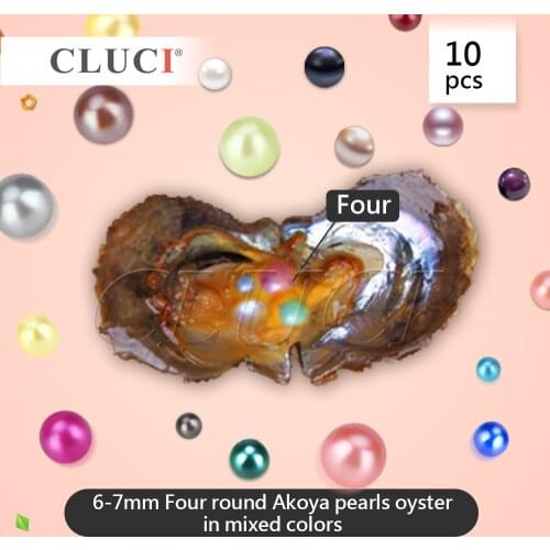 CLUCI 10pcs mixed colors colorful Pearls in 10 Oysters, 4 pearls in each with vacuum-packing, saltwater pearls WP175SB