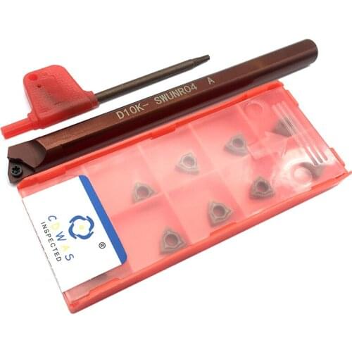 1PC D10K SWUNR04 Spring Steel Turning Tool Holder +10PCS WNMG040304 MP1125 High Quality Carbide Inserts For Stainless Steel