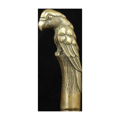 DYZ 325+++++++ BRONZE STATUE PARROT CANE HEAD COLLECTABLE WALKING STICK DECORATION