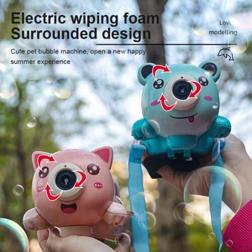 Electric Cute Pet Watch Bubble Machine With Light Music One-click Making Foam Anti-skid Parent-child Interactive Outdoor Fun Toy