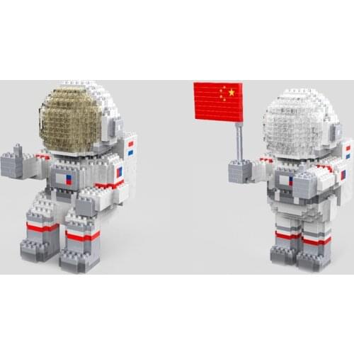 Astronaut figures nanobricks space conquest micro diamond block with light building brick educational toys collection for gifts