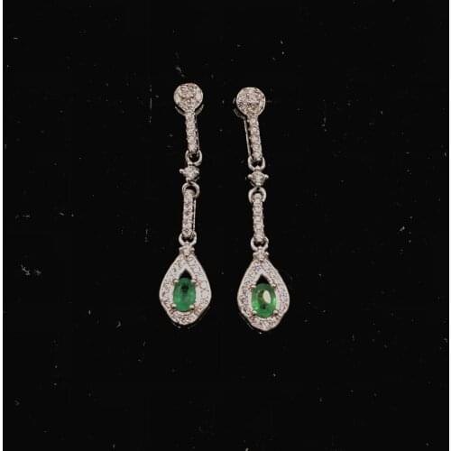 Emerald stud earring Free shipping Origin natural emerald 925 sterling silver earrings gemstone