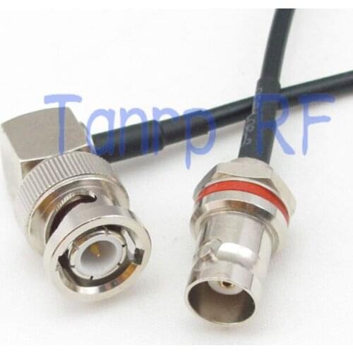 50CM Pigtail coaxial jumper cable RG174 extension 20in BNC male right angle to mini BNC female with nut bulkhead RF adapter