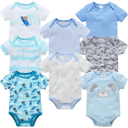 8PCS Infant Baby Boys Body Suit Romper Short Sleeve Baby Clothing One Piece Summer Unisex Baby Clothes Girl and Boy Jumpsuits