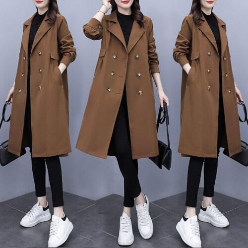 Korean Loose Fashion Windbreaker Autumn Casual Coat Large Size Trench Coat For Women Pastel Coat Female Manteau Long Femme