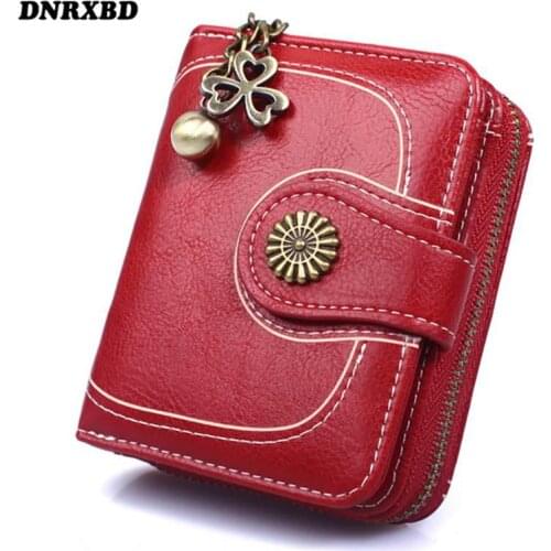 Wallet Women Fashion New Purse Wax oil skin Coin Purse Short Wallets billetera mujer Lovely Purse Female Small Wallet for Women