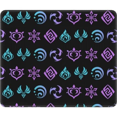 Genshin Impact Elements Classic Mouse Pad Paimon Anime Game with Locking Edge Mat Pads Natural Rubber Computer Keyboard Desk Pad