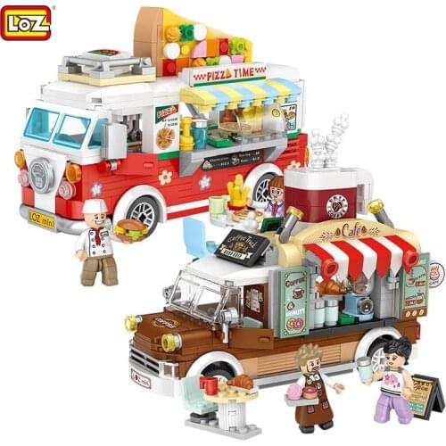 LOZ Mini Sales Car Blocks Toys Creator Pizza Coffee Juguetes Carro Building Bricks DIY Car Model Girls Boys Xmas Birthday Gifts