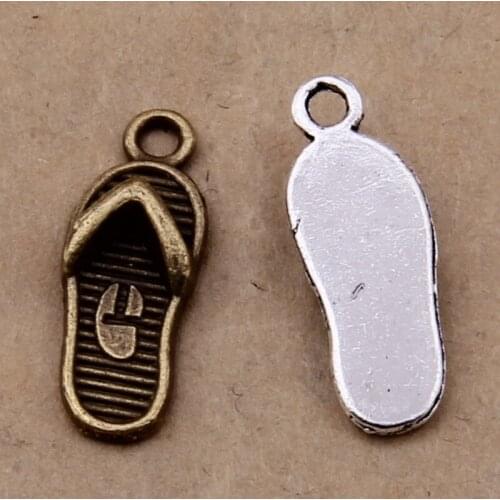 Daisies 150pcs 21mmx8mm Bronze Silver Plated 3D Flip Flops Slipper Charms Pendants for Jewelry Making DIY Handmade Craft