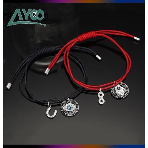 SWA Fashion Jewelry High Quality 1:1,Charming Simple Couple Demon Eye Hamsa Bracelet Weaving Couple Romantic Gift Free Shipping