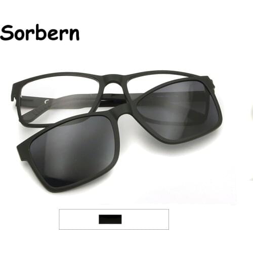 Ultem Plastic Titanium Magnetic Sunglasses Men Polarized Black Magnet Sunglasses With Clip-On Frame Mens Square Glasses Frames