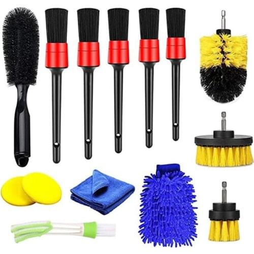 14Pcs Car Cleaning Brush Set,Professional Car Cleaning Kit, Car Cleaning Brushes,Car Interior Cleaning Kit, Wheel Brush