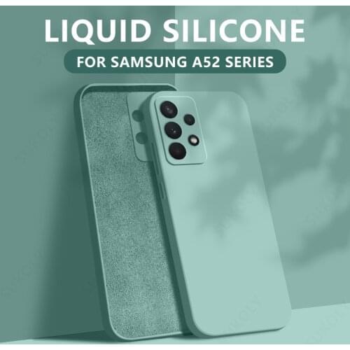 Original Square Liquid Silicone Case For Samsung A51 A52 A72 A71 S21 Ultra S20 FE S10 S9 Plus Note 20 A50 A70 A21S A31 A41