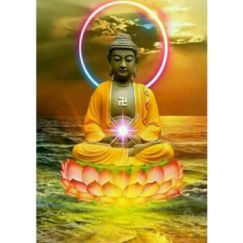 Full Diamond 5D Religious Diamond Painting Big Buddha DIY Diamond Embroidery Kit Landscape Mosaic Home Decoration Faith Gift