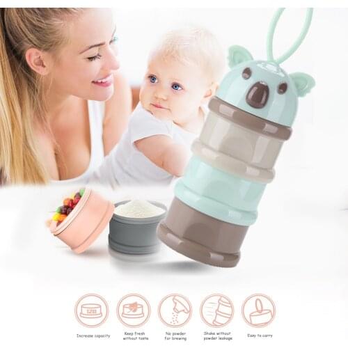 Bear Style Portable Baby Food Storage Box Essential Snacks Infant Milk Powder Dispenser Milk Powder Container 3-layer