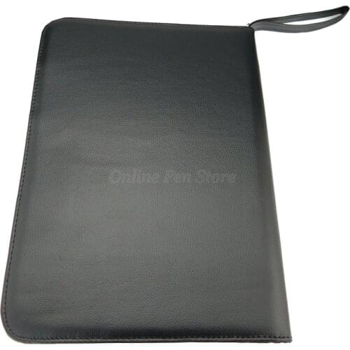 Professional Black 48 Pens Leather Pen Holder & Pouch Fountain Pen Rollerball Pen Bag Pencil Case Stationery Writing Tool Gift