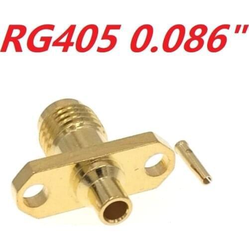 SMA Female Jack 2-Holes Flange Solder For Semi-Rigid RG405 0.086"