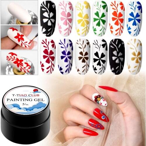 T-TIAO CLUB 5ML Colorful Painting Gel Varnish UV Gel Polish Manicure DIY French Nail Art Polish Design Soak Off Nail Art Painted